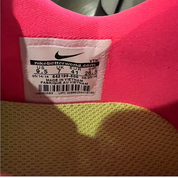 Nike Neon pink sneaker with blue laces. US size 9.5. Super comfortable and cute. - Picture 4 of 5